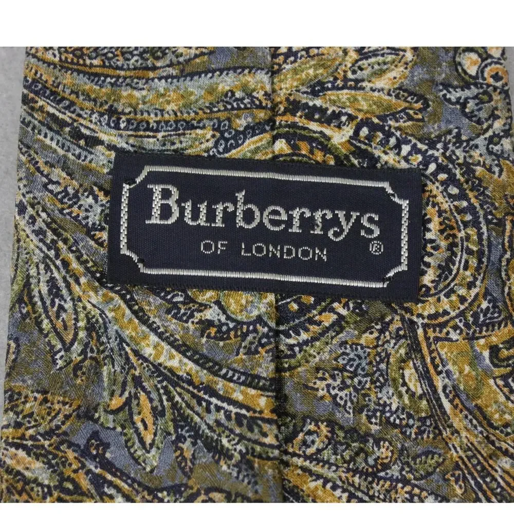 Burberrys of London Tie‎ Mens Paisley Floral Print Brown Tan Business Casual